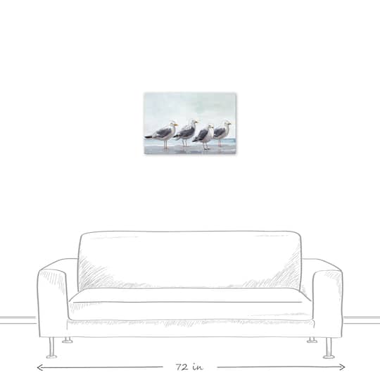 Seagulls In A Line 24" x 16" Canvas Wall Art